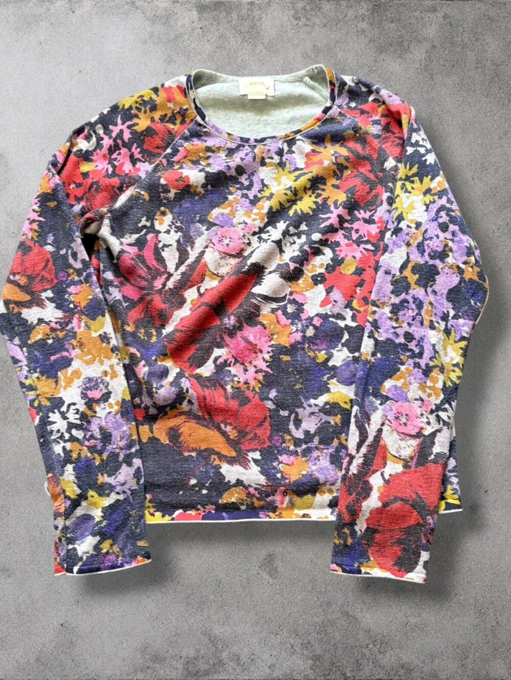 Anthropologie Maeve Knit Pullover Sweatshirt Floral Print Womens Medium Sweater